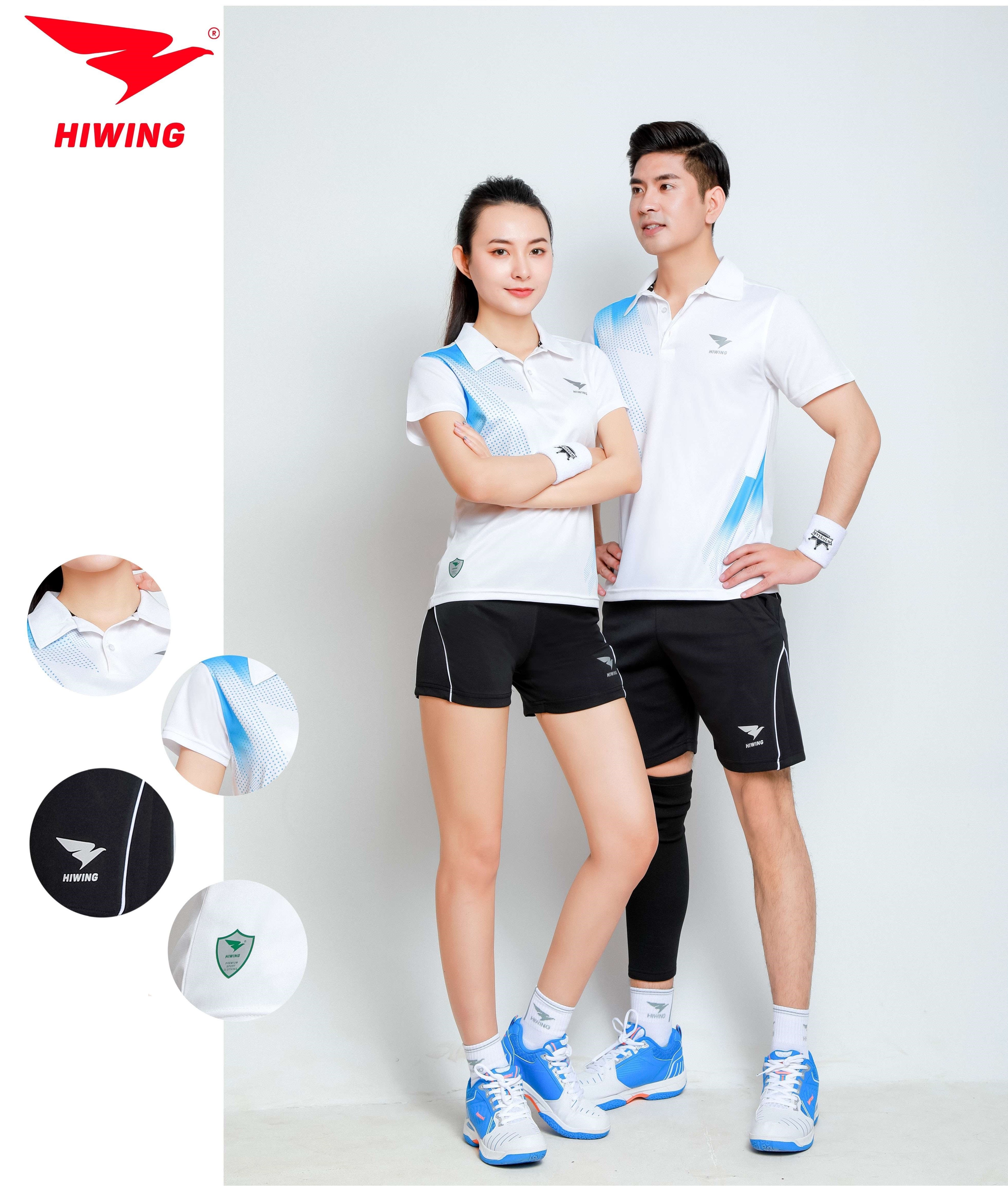 Quần và áo cầu lông cao cấp thương hiệu HIWING W1 màu trắng