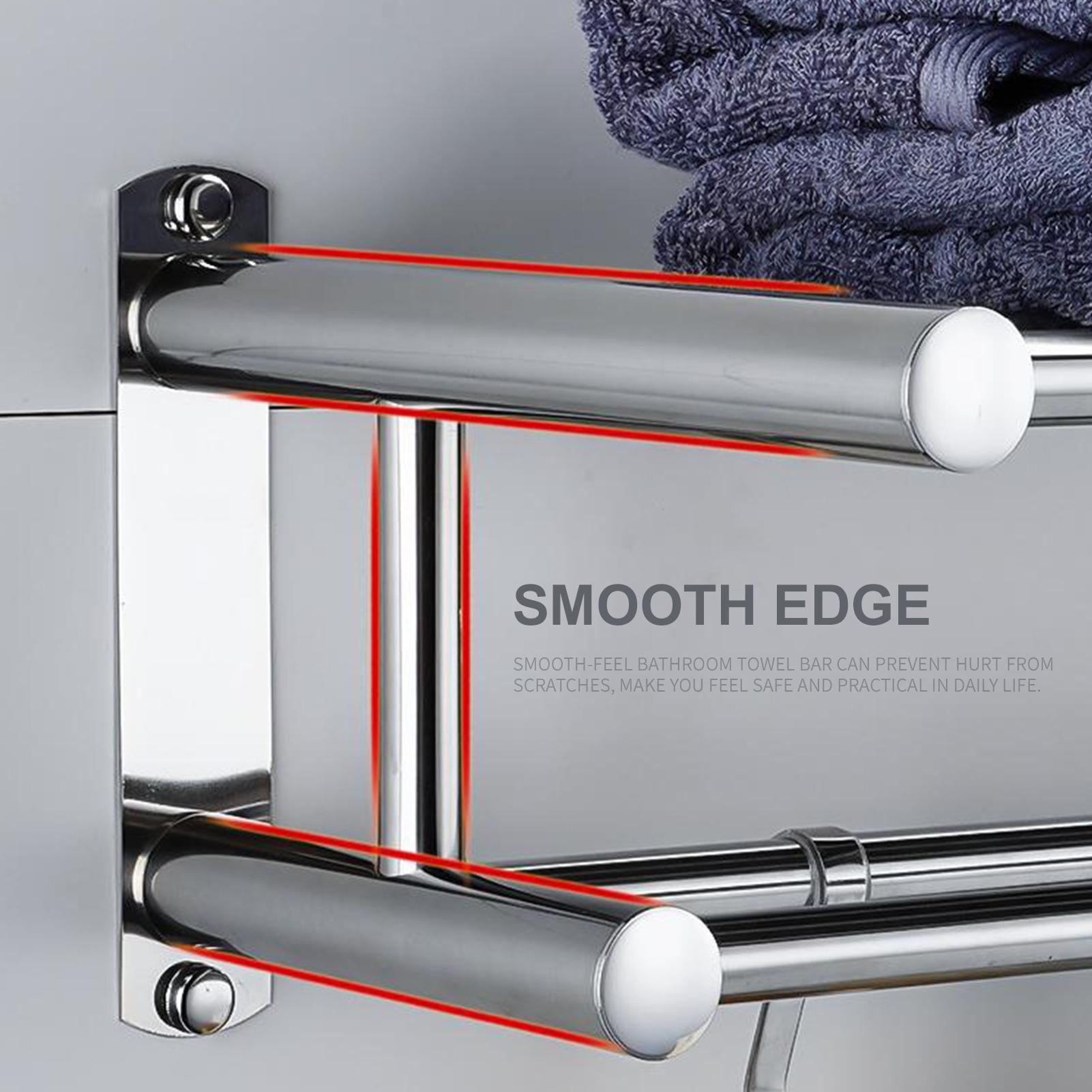Giá để khăn tắm treo tường 2 tầng với 4 móc có thể tháo rời bằng thép không gỉ