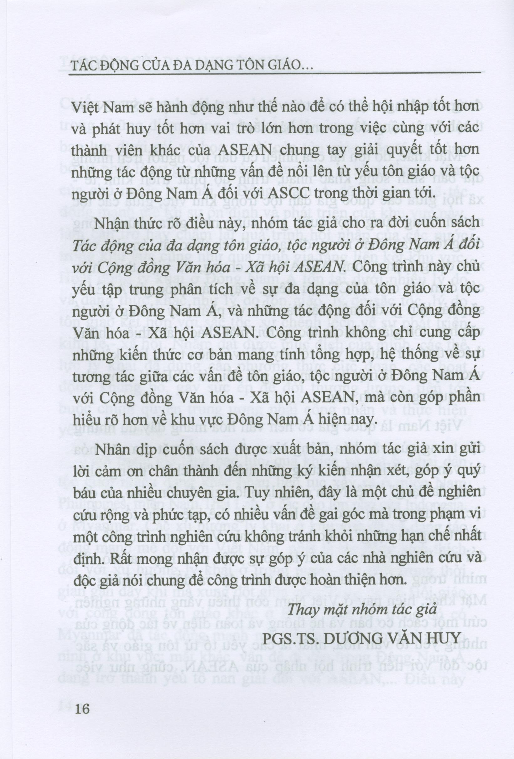 Tác Động Của Đa Dạng Tôn Giáo Tộc Người Ở Đông Nam Á Đối Với Cộng Đống Asean