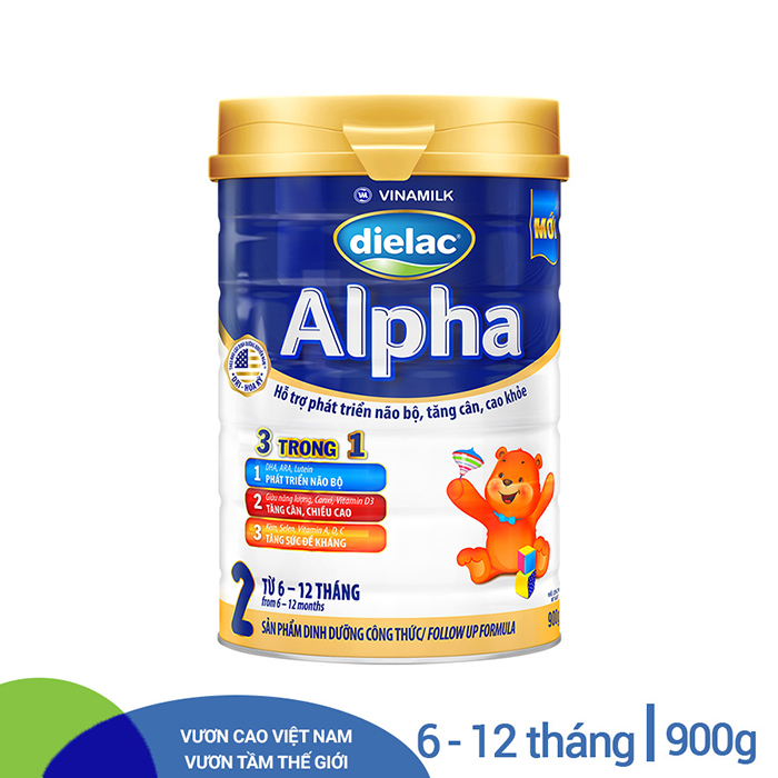 Sữa Bột Vinamilk Dielac Alpha 2 - Hộp Thiếc 900g