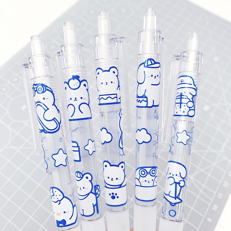 Dao rọc giấy dạng bút gấu xanh - chuyên dụng cắt sticker, washi tape M722