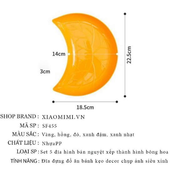 Bộ 5 đĩa bán Nguyệt xếp cánh hoa làm decor , bầy biện lễ Tết bánh kẹo hoa quả GD540-DiaBN