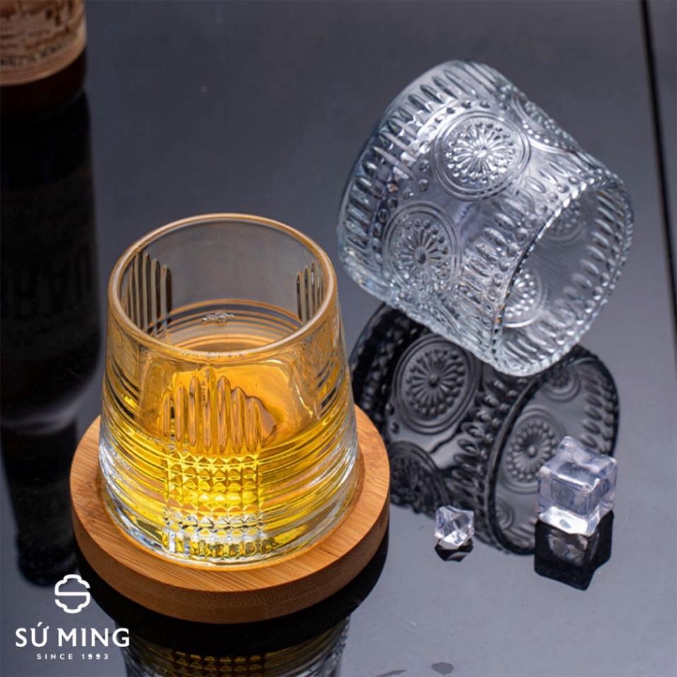 Cốc Thuỷ Tinh Uống Whisky Cao Cấp, Xoay 360 Độ , vật decor thông minh , đồ gia dụng nhà hàng thông minh