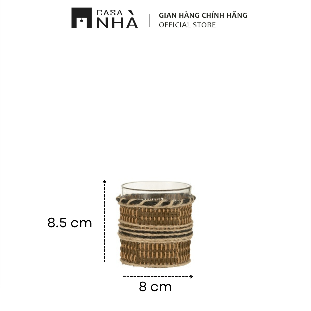 Đồ Đựng Nến Thủy Tinh Bọc Vải Thô Thủ Công - Trang Trí Nhà Cửa Phong Cách Boho | Casanhà Home Furniture