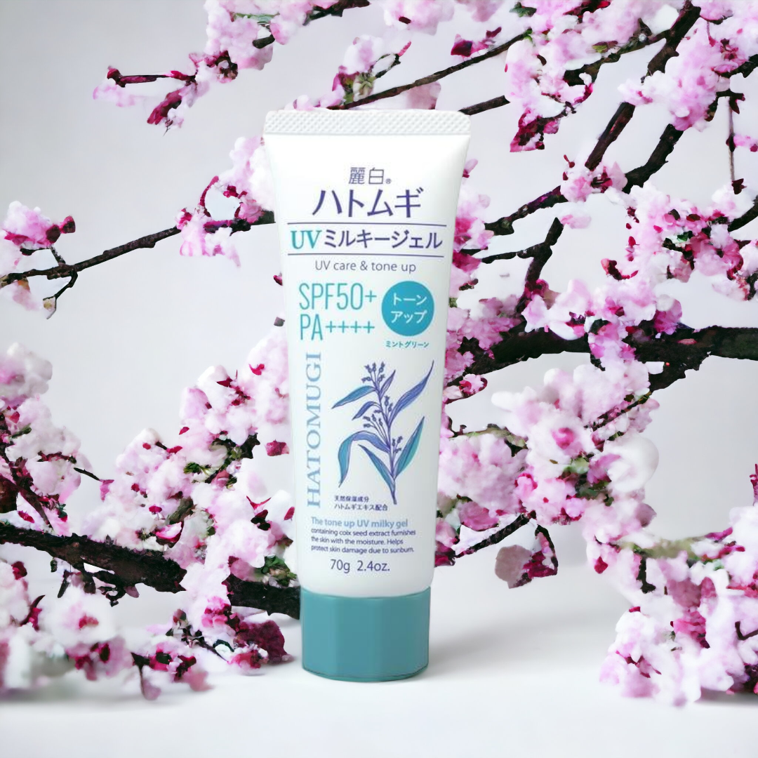 Gel Chống Nắng Nâng Tone Và Dưỡng Sáng Da Hatomugi UV Care & Tone Up Milky Gel SPF50 Pa++++ Mint Green