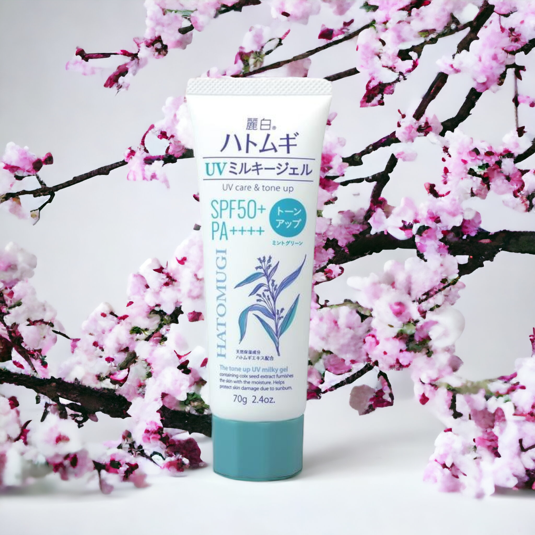 Gel Chống Nắng Nâng Tone Và Dưỡng Sáng Da  Hatomugi UV Care & Tone Up Milky Gel SPF50 Pa++++ Mint Green(70g)