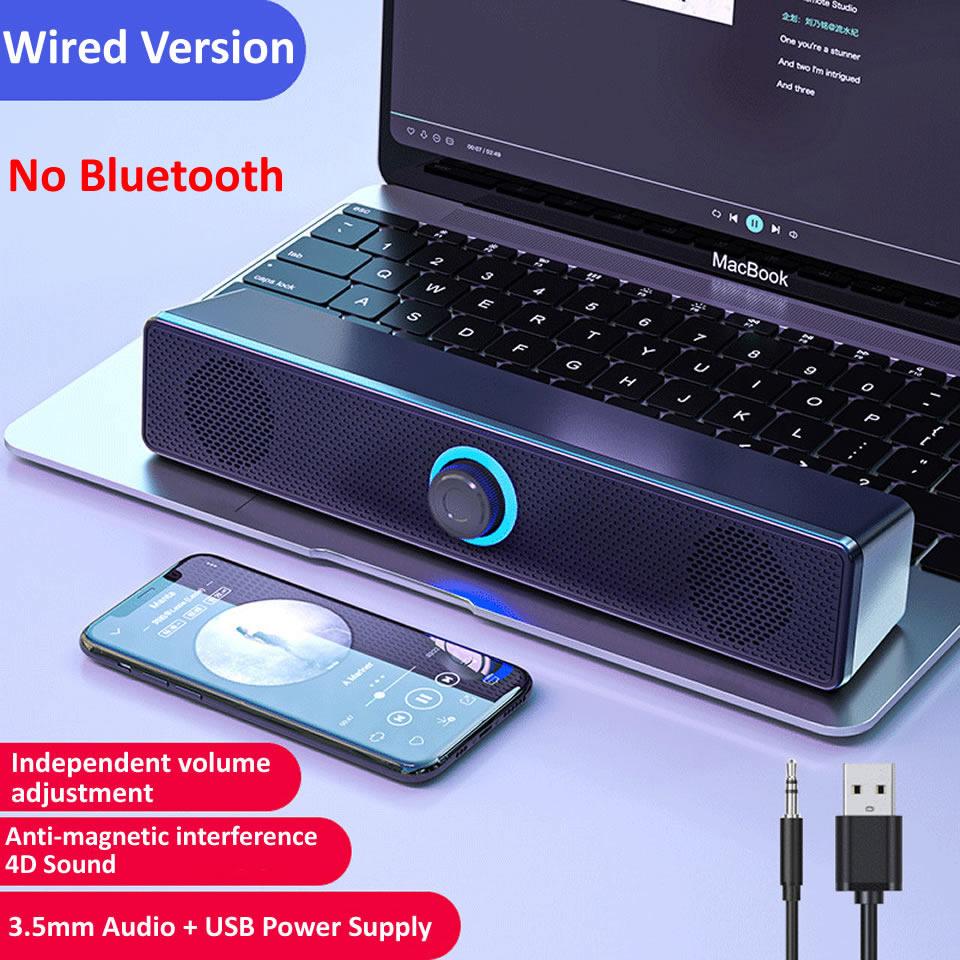 3D vòm soundbar bluetooth 5.0 loa có dây loa âm thanh âm thanh âm thanh Subwwofer cho máy tính xách tay Aux 3,5mm Color: Wired no Bluetooth