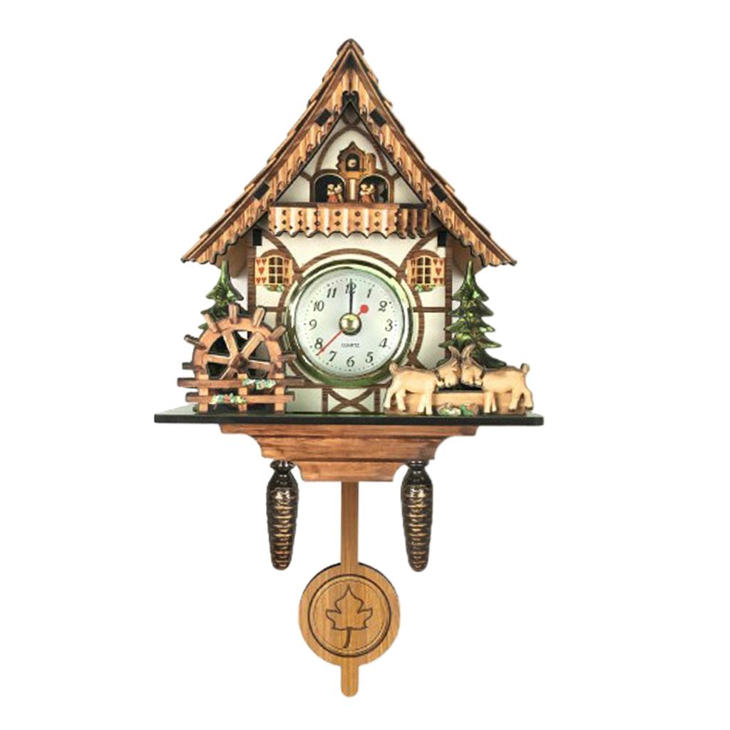 2pcs Antique Design Cuckoo Clock Quarz Movement Wall Clock Decorative Crafts