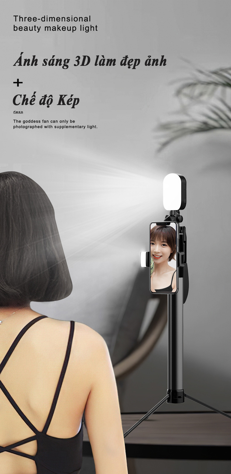 Gậy Chụp Ảnh 1m6 kiêm tay cầm quay video chống rung A21 tích hợp Remote Bluetooth Thế Hệ Mới Hàng Chính Hãng