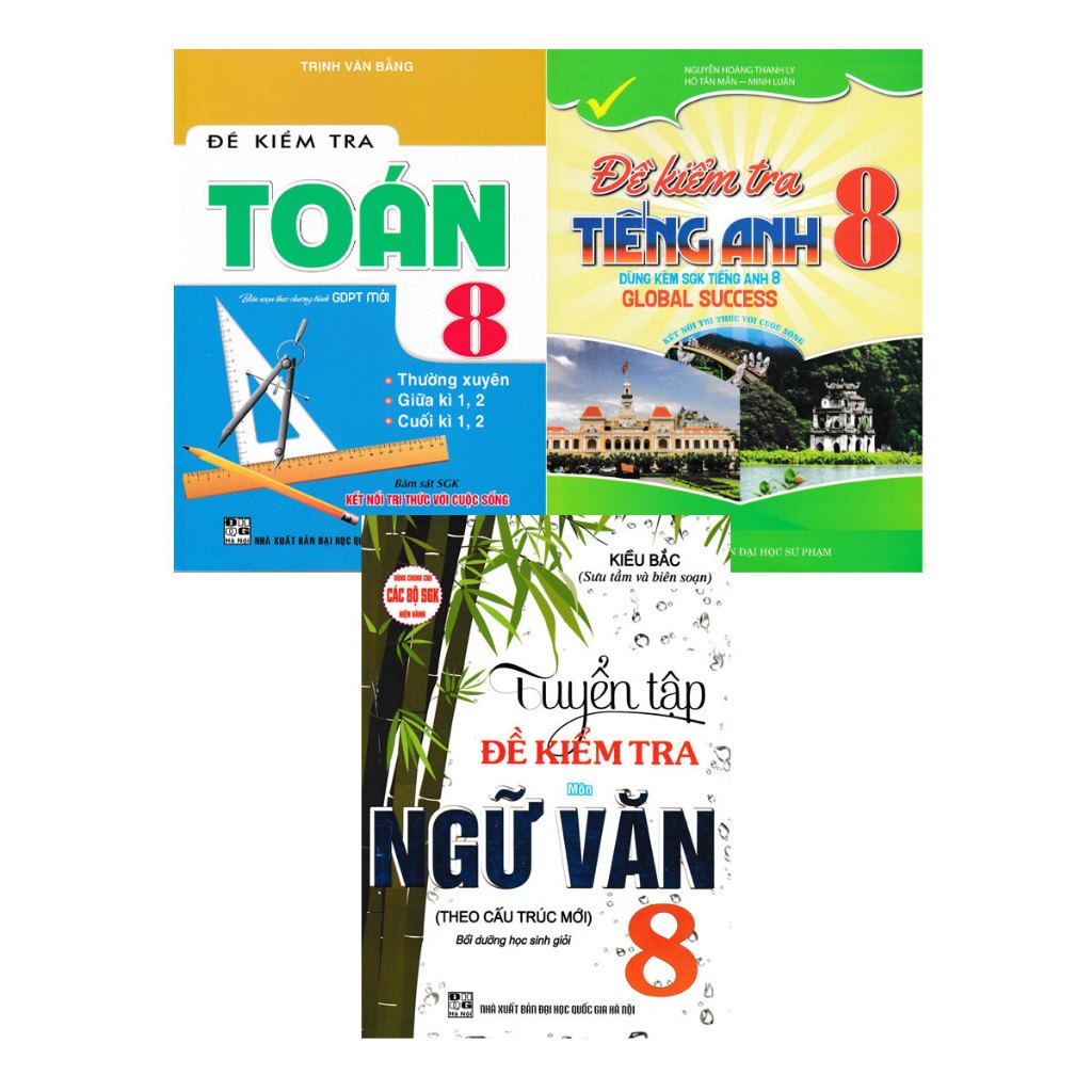 Sách - Combo Đề Kiểm Tra Toán + Văn + Anh Lớp 8