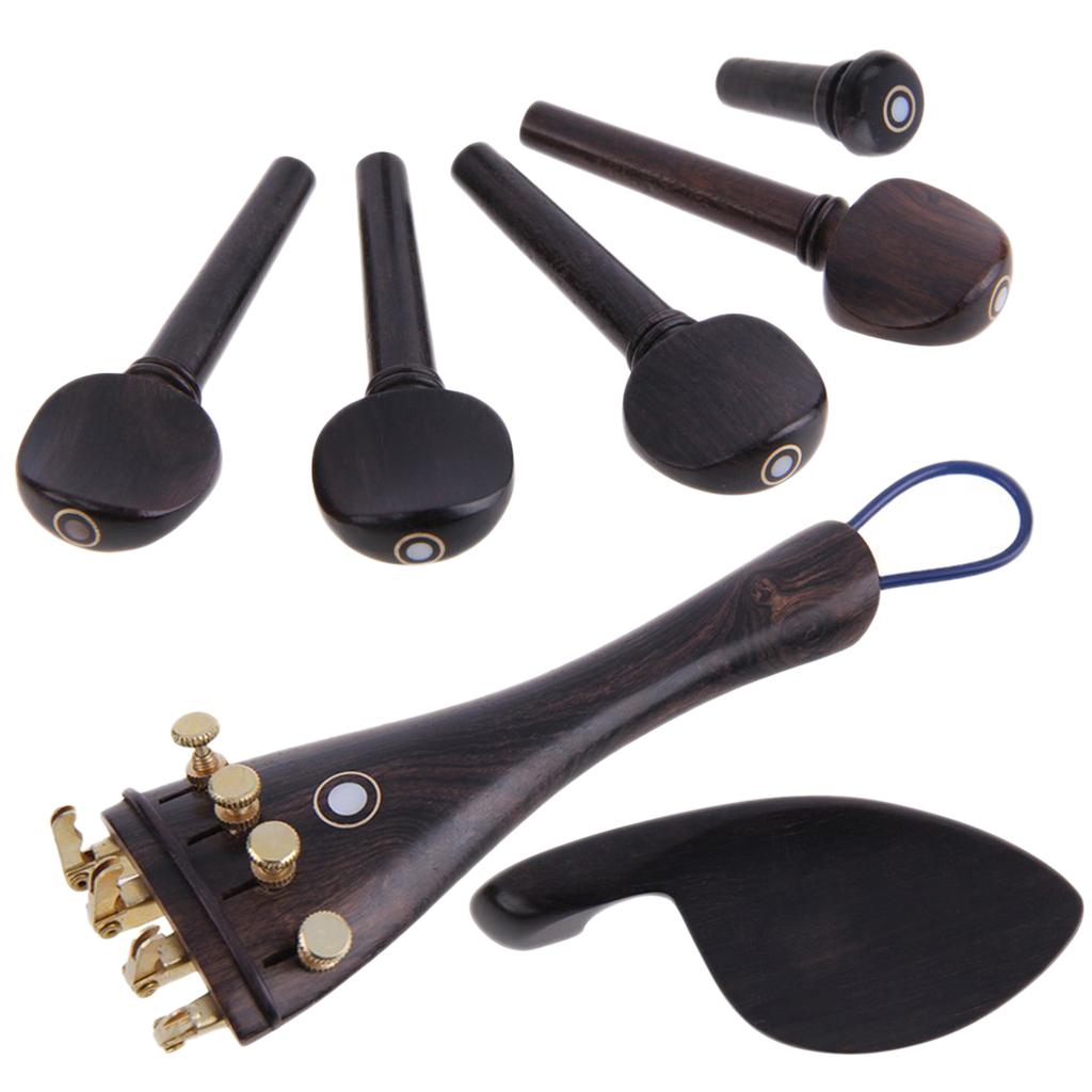 Violin Parts Ebony Wood 4/4 Violin Bridge Chinrest Endpin Fine Tuners Tuning Peg Tailgut Musical Instruments Accessories