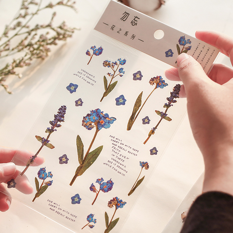 Tấm sticker hoa PET rực rỡ trang trí sổ tay M711