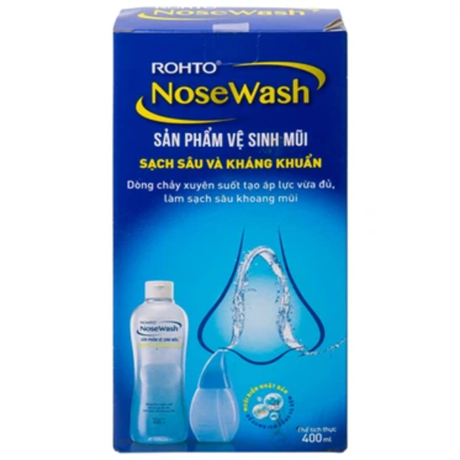 Bộ sản phẩm rửa mũi tiện dụng Rohto NoseWash (1 bình vệ sinh mũi Easy Shower + 1 chai dung dịch 400ml)