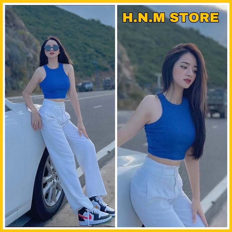 (chuyên sỉ) Áo balo croptop màu xanh đậm from ôm sexy dễ phối đồ thời trang H.N.M STORE