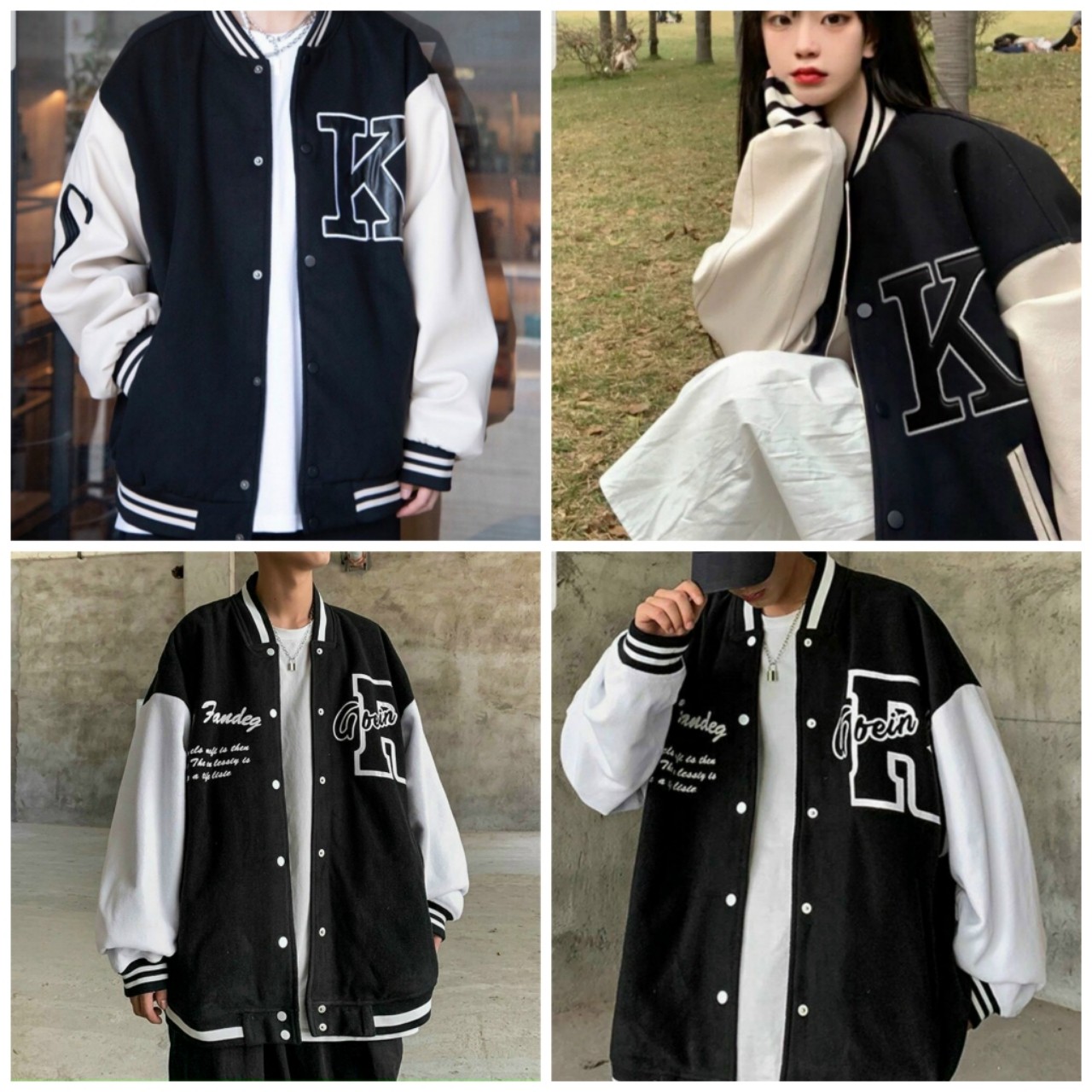 Áo Khoác Bomber Dù Gió Unisex 2 Lớp - Kiểu Bóng Chày Chữ F - R Cặp Nam Nữ Mặc Chống Nắng Mùa Thu Đông
