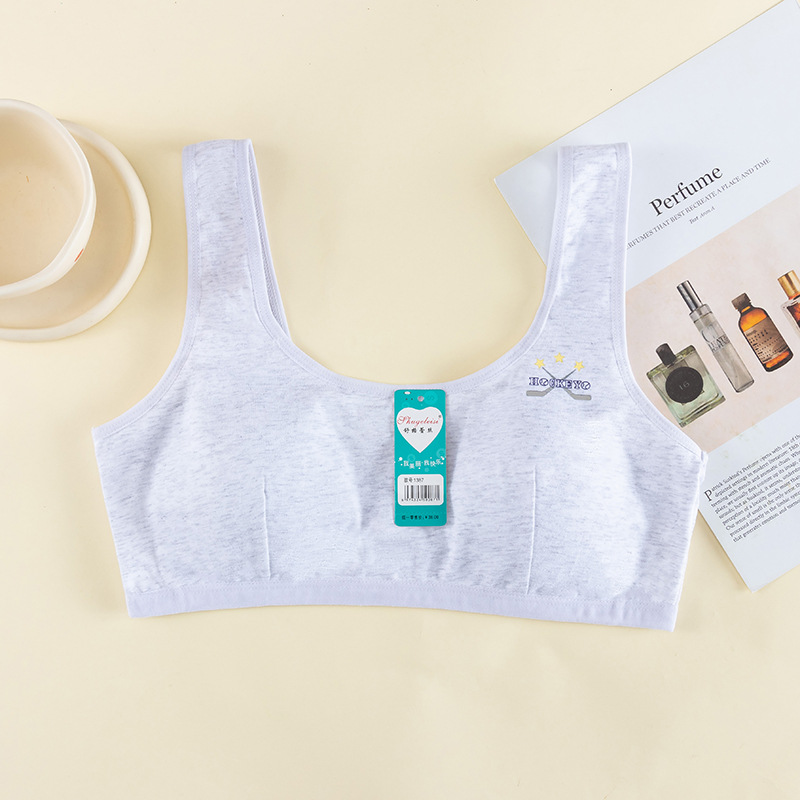 Áo Lót Nữ Áo Lá Học Sinh Cotton Trơn Mút Liền Thông Hơi Cài Sau 3 Móc 1387