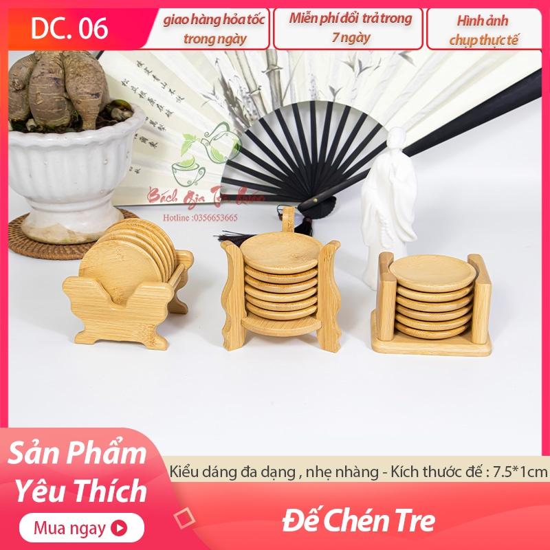 Bộ Đế Kê Lót Chén Trà Bằng Tre Tự Nhiên Kèm Giá Đỡ