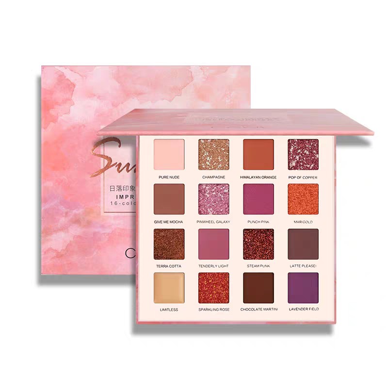 Bảng phấn mắt 16 màu Sunset Impressionism Sixteen Color Eyeshadow CAI JI