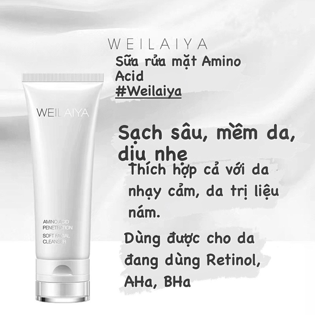 Sữa rửa mặt Weilaiya amino acid ,giúp cải tạo, làm sạch da 100ml