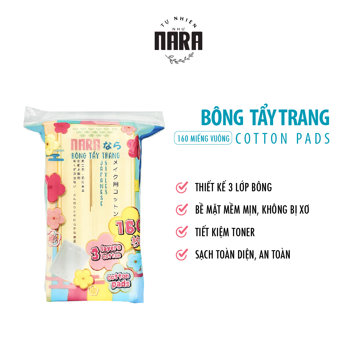 COMBO 5 bịch bông tẩy trang Nara 800 miếng