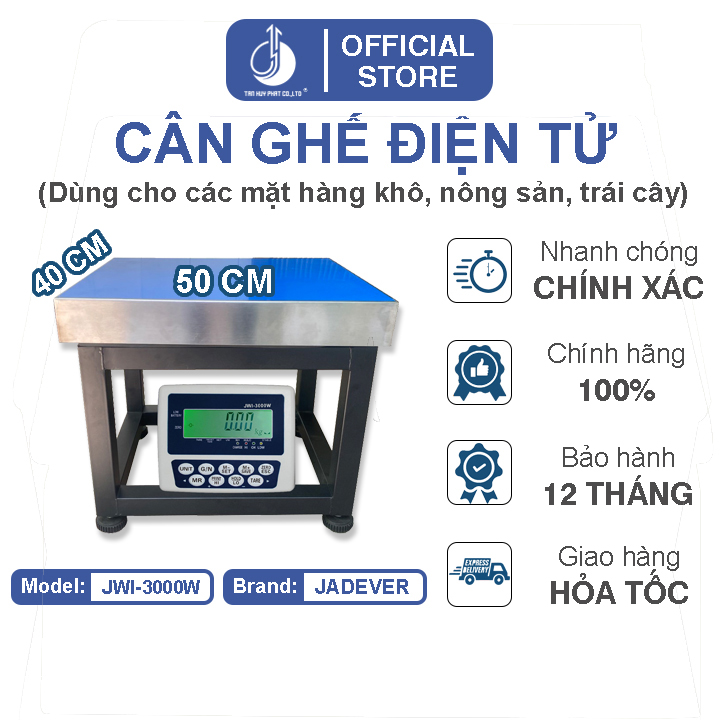 Cân Ghế Điện Tử JWI-3000W - Mặt Bàn Cân 400x500MM