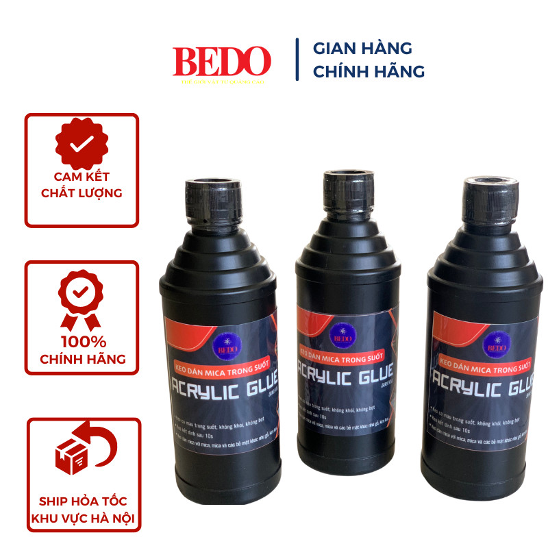 Keo dán mica, keo dán mặt, dán cạnh trong suốt acrylic glue-chai 500ml