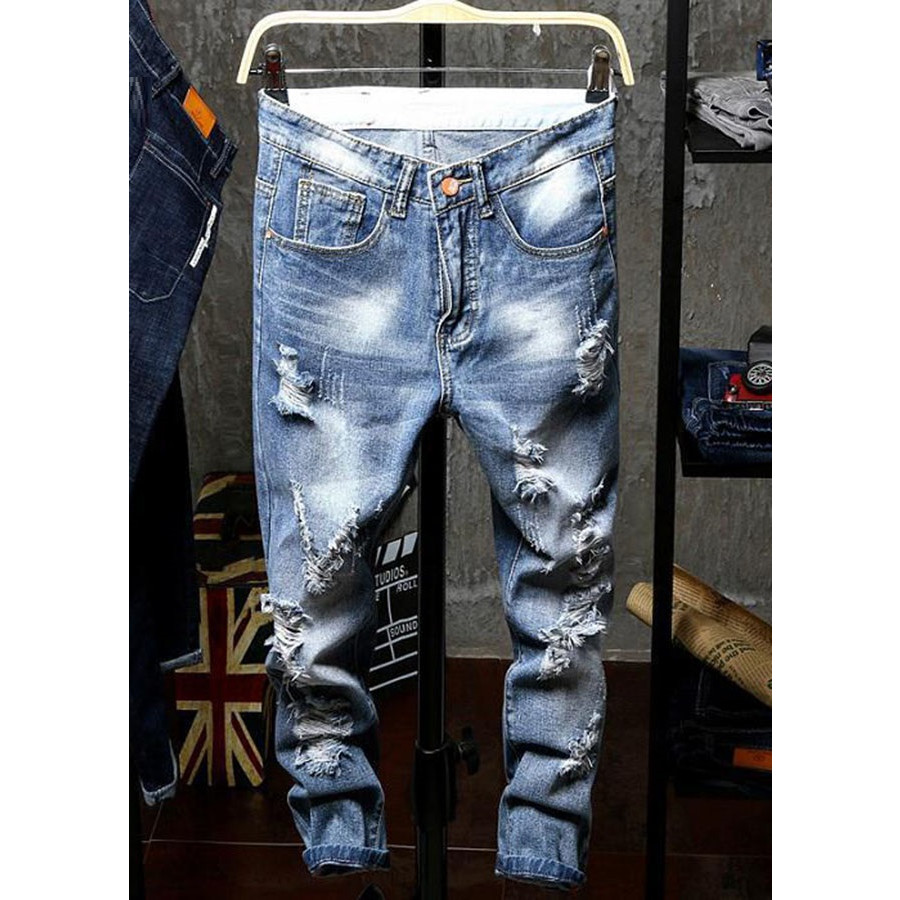 Quần jeans nam mai rách trẻ trung phong cách cá tính, thời trang phong cách Hàn Quốc