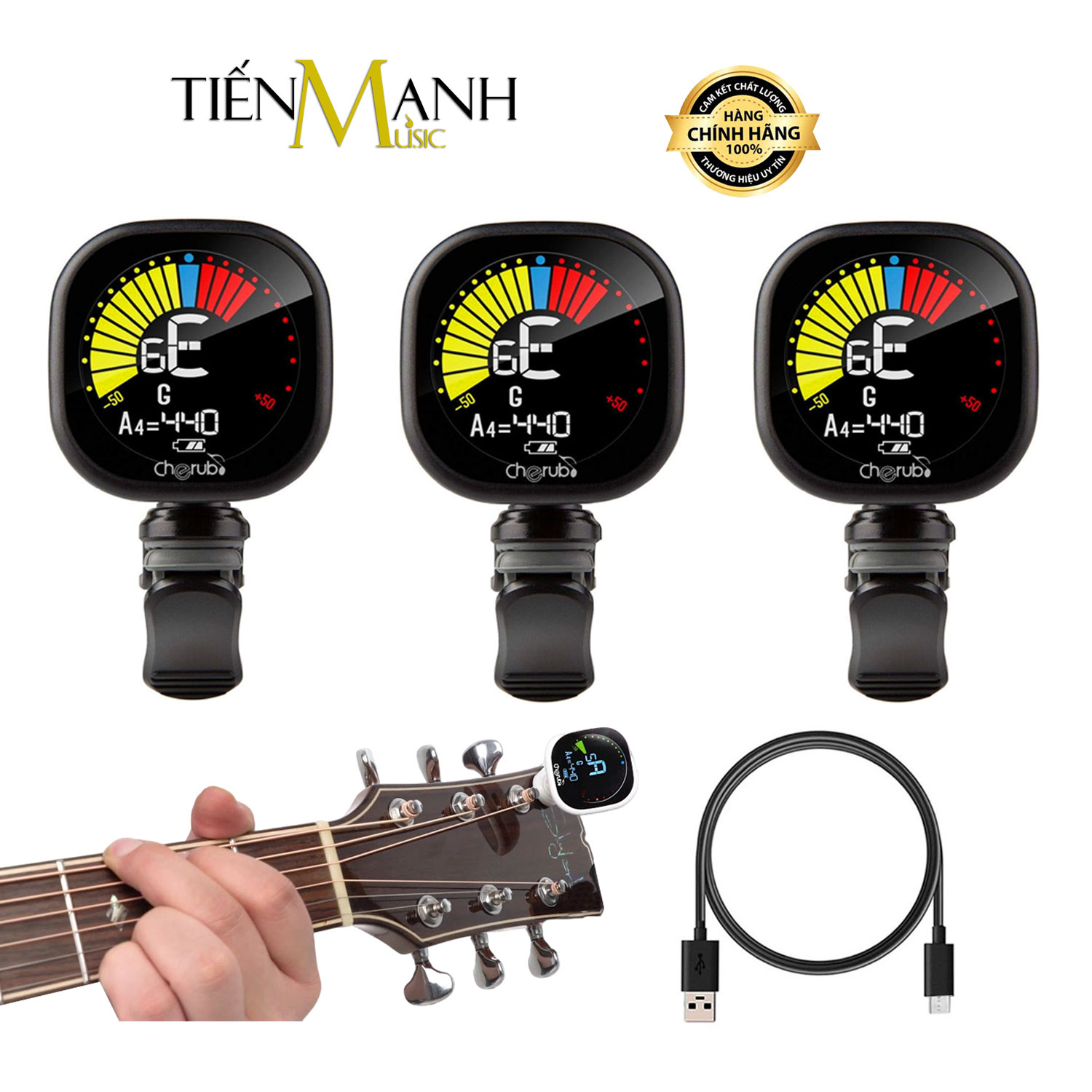 [Pin Sạc] Máy Lên Dây Đàn Guitar, Ukulele, Violin Cherub WST-675 Chỉnh âm Bass, Chromatic Clip on Tuner WST675 Tuning WST 675 Hàng Chính Hãng - Kèm Móng Gẩy DreamMaker