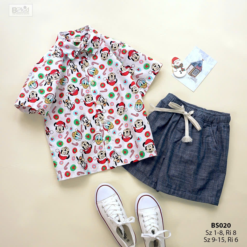 Set bộ sơ mi cho bé trai đi chơi dự tiệc lêc tết noel giáng sinh năm mới