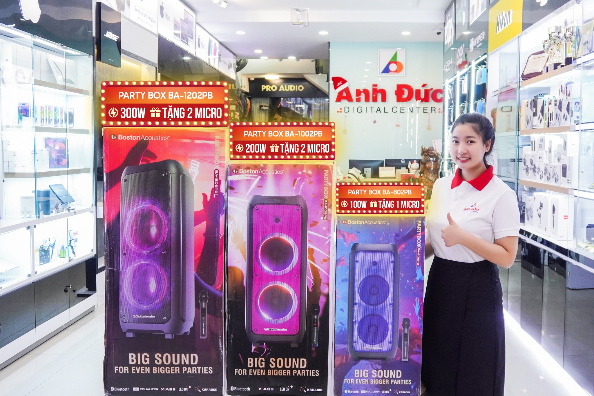 Loa Karaoke Bluetooth BOSTON ACOUSTICS Partybox BA-802PB - Tích hợp Micro không dây - Đa Dạng Cổng Kết Nối - Hàng Chính Hãng