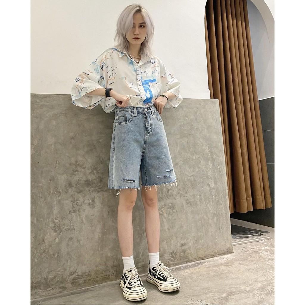 Quần Short Jean Ngố MON Rách Ulzzang