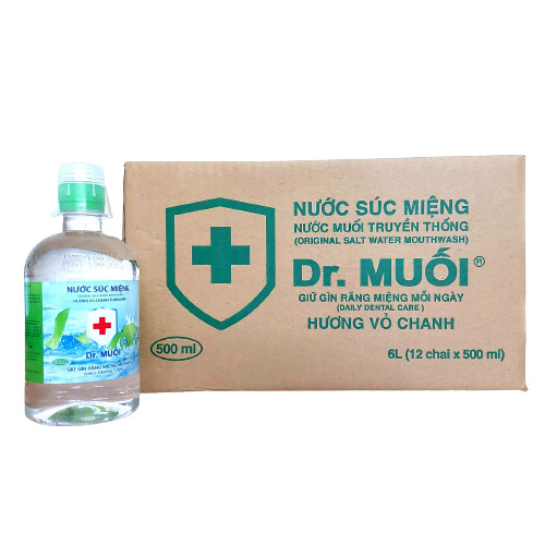 1 Thùng 12 chai Nước súc miệng Dr. Muối hương vỏ chanh 500ml