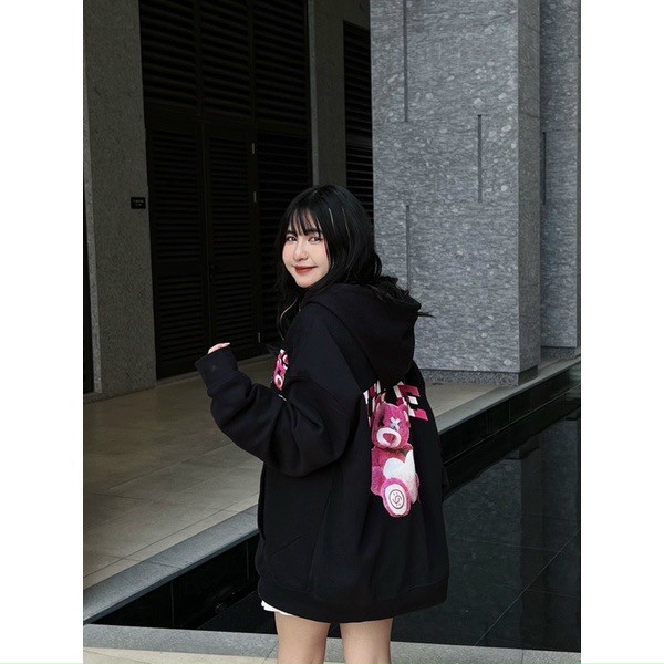 Áo Khoác nỉ HOODIE ZIP TEDDY BEAR, Áo khoác hoodie dây kéo unisex nam nữ form rộng oversize nỉ bông cao cấp, áo khoác chống nắng nữ