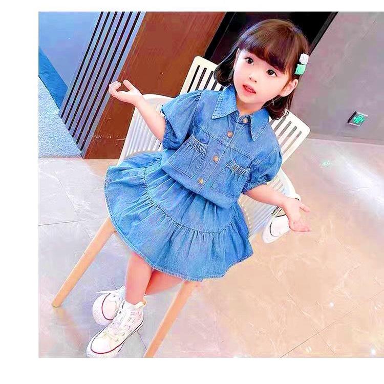 Set váy bé gái size đại áo phối chân váy dễ thương có chip trong cho bé 13kg đến 45kg