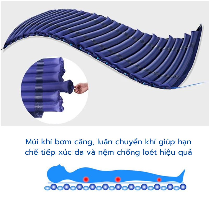 Đệm khí bơm hơi làm giảm tiếp xúc da và giường chống loét, thoáng khí, chống thấm, chính hãng Nikita