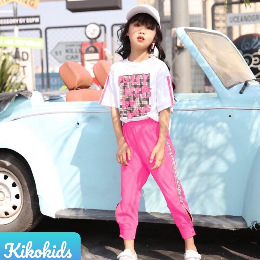 Bộ bé gái phong cách thể thao thun cotton xinh mát hàng vnxk