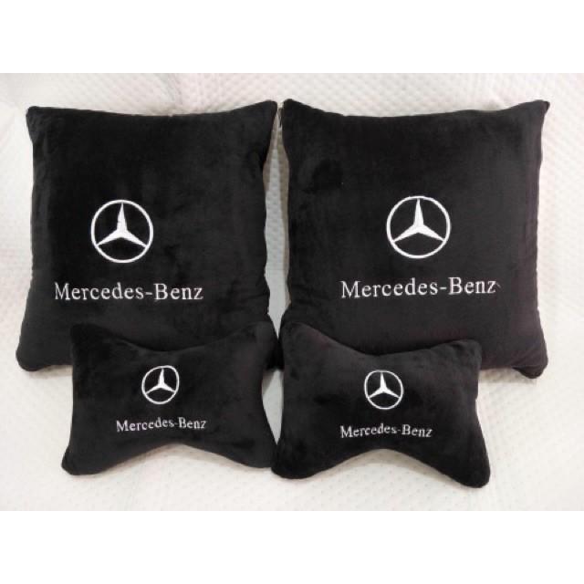 Gối tựa lưng liền chăn 2 in 1 mercedes, Lexus gối tựa lưng trên xe , chăn gối cho xe hơi chất Nhung màu đen sang trọng