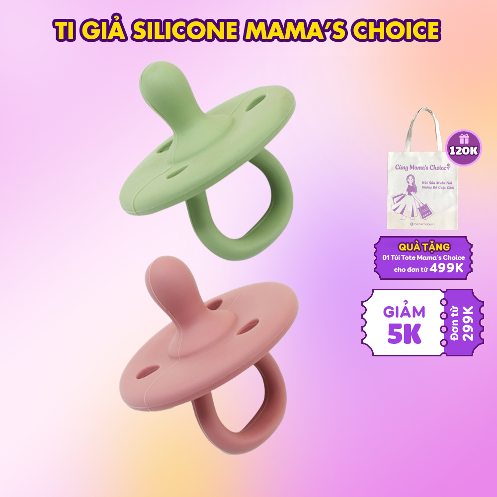 [QUÀ TẶNG ĐỘC QUYỀN] Ti Giả Mama's Choice Cao Cấp, Núm Ti Silicone Siêu Mềm và An Toàn Cho Bé Yêu