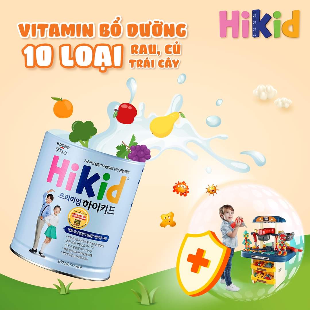 Bộ 2 Hộp Sữa Hikid Premium tăng trưởng chiếu cao tối đa - Hàng Nội địa Hàn