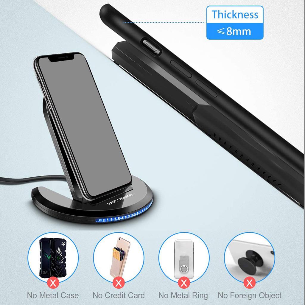 10W Qi Wireless Fast Charger Charging Stand Dock For SamsungS8 S9 S10