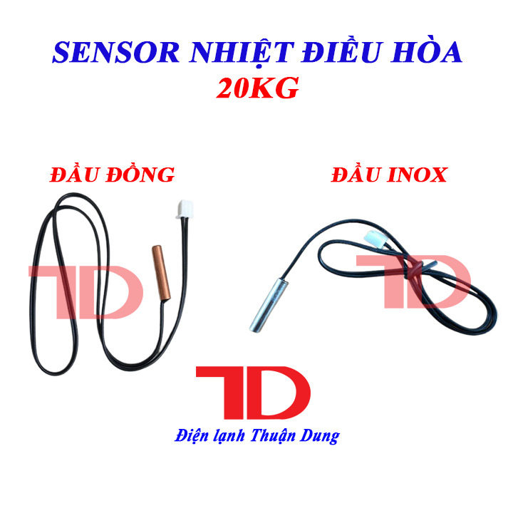 Đầu dò cảm biến điều hoà nhiệt độ, Sensor nhiệt đầu đồng và inox 20K - Điện Lạnh Thuận Dung