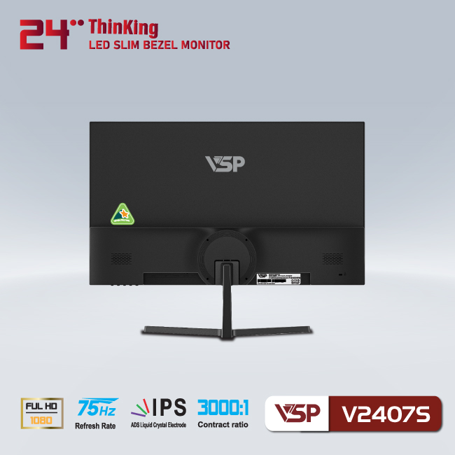 Màn hình máy tính 24inch VSP V2407S (23.8&quot; IPS FHD 75Hz, HDMI+VGA) - Hàng chính hãng TECH VISION phân phối