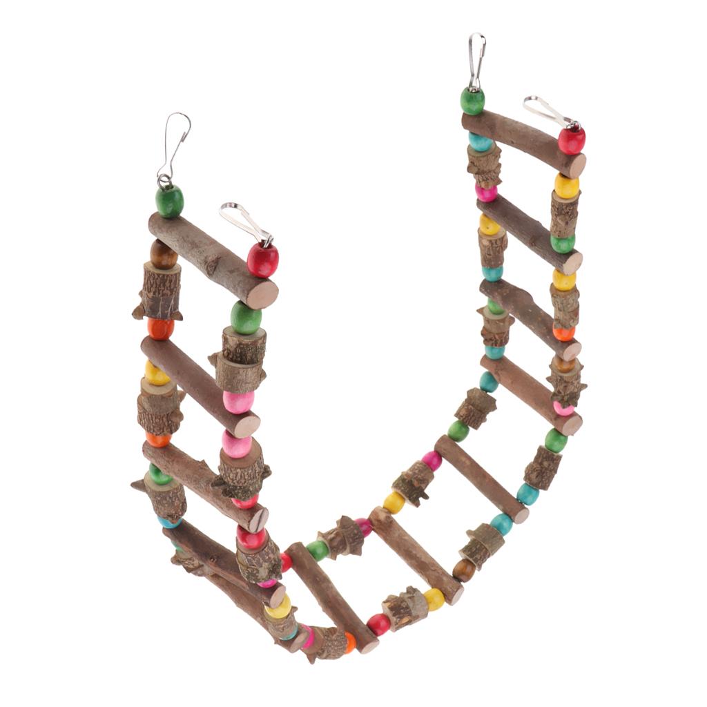 Pet Bird Parrot Toy Wooden Ladder Bridge Swings Hanging Ladders 80cm