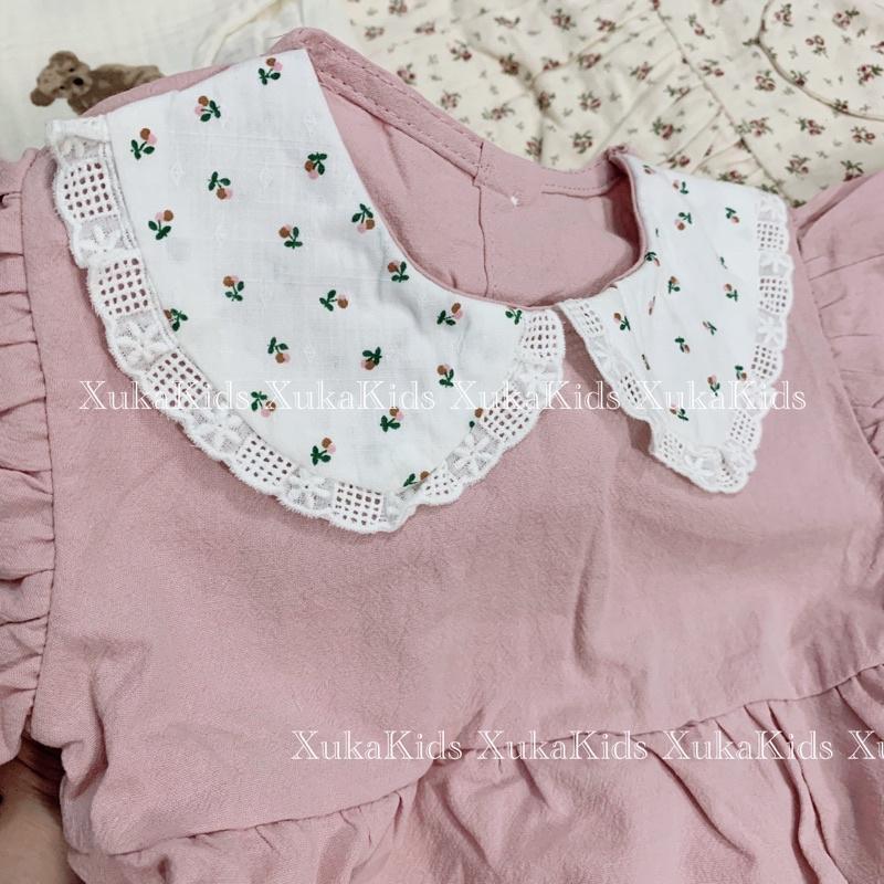 Bodysuit Dài Tay Màu Hồng Cổ Sen Bé Gái Từ 0-2 Tuổi Quảng Châu Cao Cấp