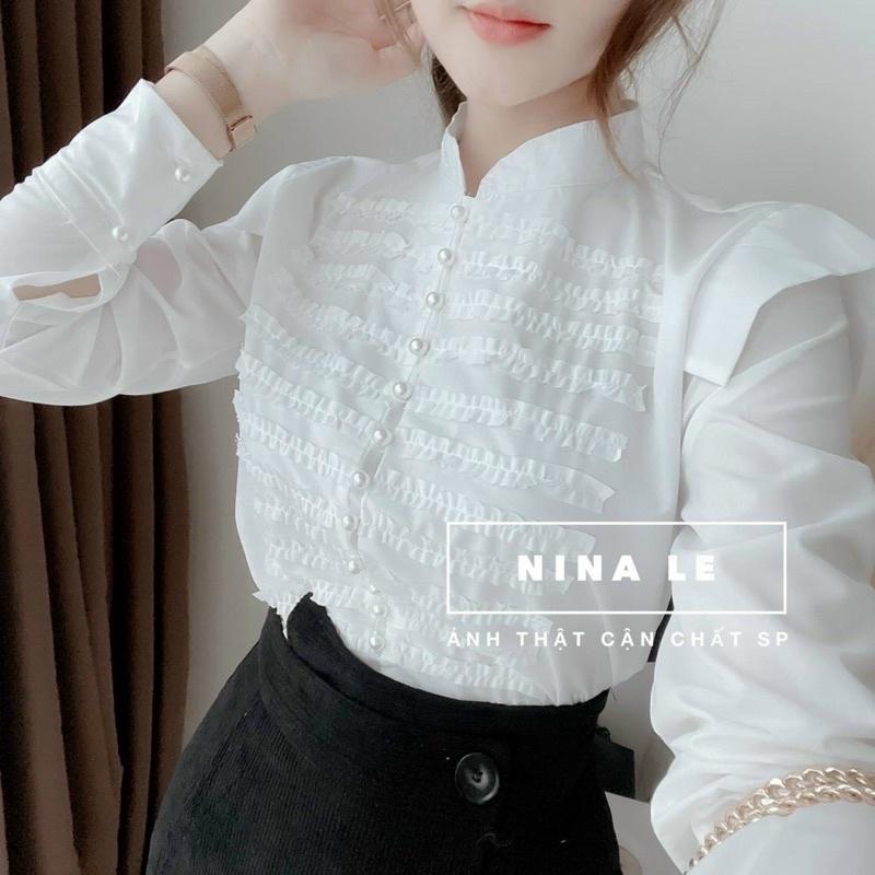 ️Áo sơ mi trắng xếp ly nhăn thiết kế cho nữ️Elisa fashion