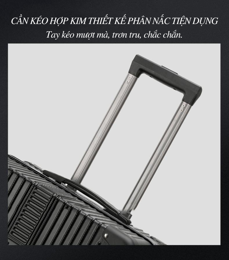 HÌNH THẬT_Vali Du Lịch Tay Kéo Chất Liệu Nhựa Nhám PC+ABS Dày Dặn Thiết Kế Bo Góc Sang Trọng 4 Bánh Xe Đôi Xoay 360 Độ Hàng Sẵn Kho Đủ Size 20/24/26 inch