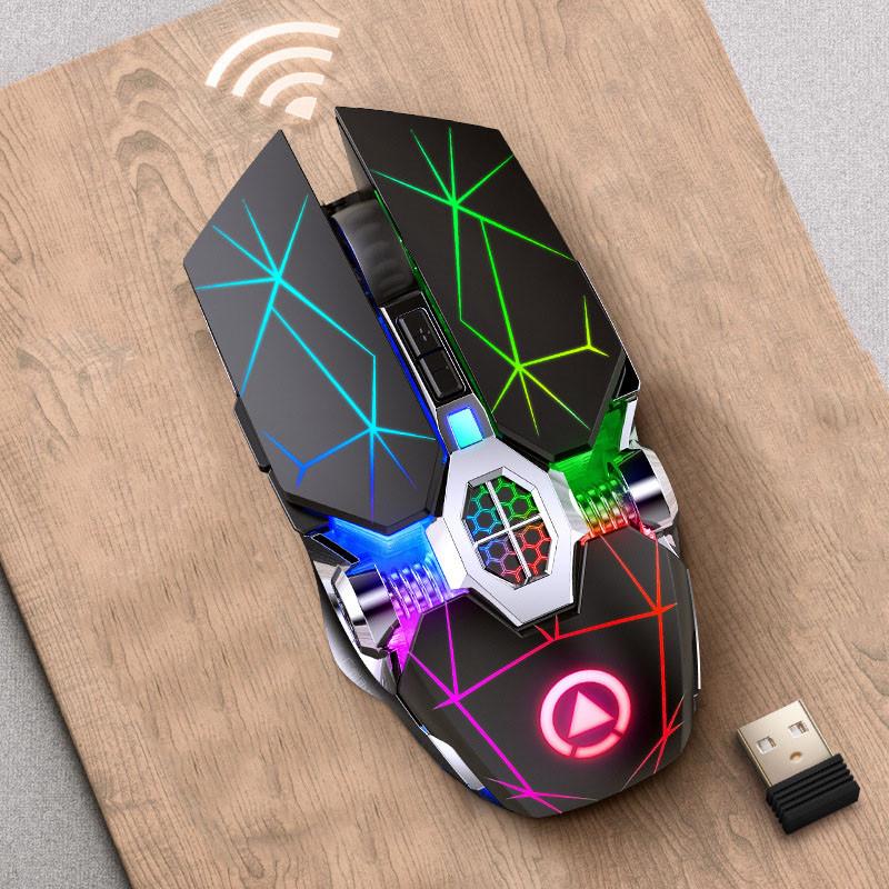 Chuột Chơi Game Sạc Không Dây Silicon LED Backlit Quang Công Thái Học Dành Cho Máy Tính Laptop Máy Tính
