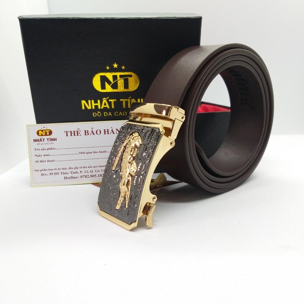 Thắt lưng nam da bò thật 100%, da bò nguyên tấm cao cấp, khóa tự động chính hãng Nhất Tính Leather NT901  bảo hành 12 tháng