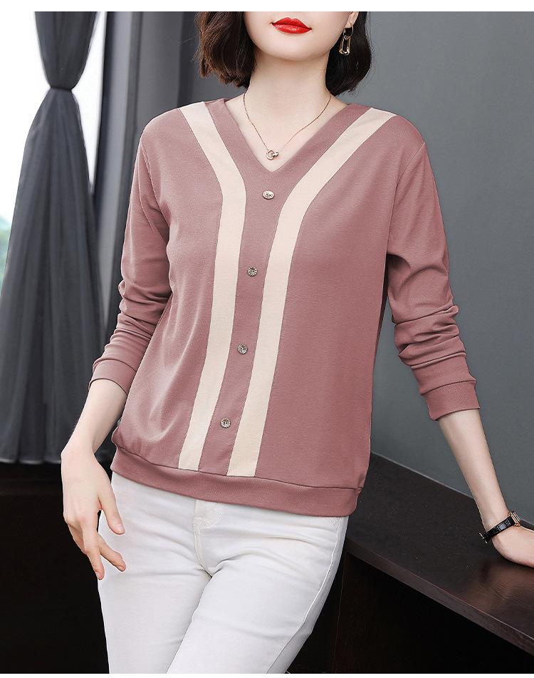 Áo Thun Dài Tay Cotton Màu Tương Phản Dành Cho Nữ Mùa Xuân Thu SM05 - Hàng Quảng Châu Cao Cấp