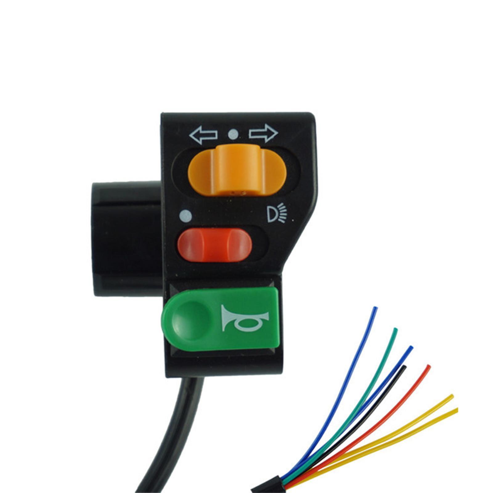 Motorcycle Handlebar Switch, 7/8 22mm 3 in 1 Headlight Turn Signal Horn Fits for Electric Motorbike
